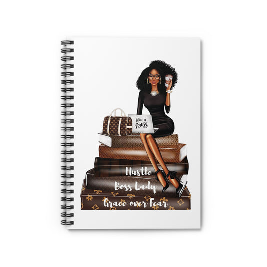 Empowering Spiral Notebook - Hustle, Boss Lady, Grace Over Fear Design
